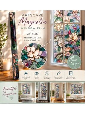 Artscape Magnolia Window Film 24x36 New in Box Privacy Window Cover